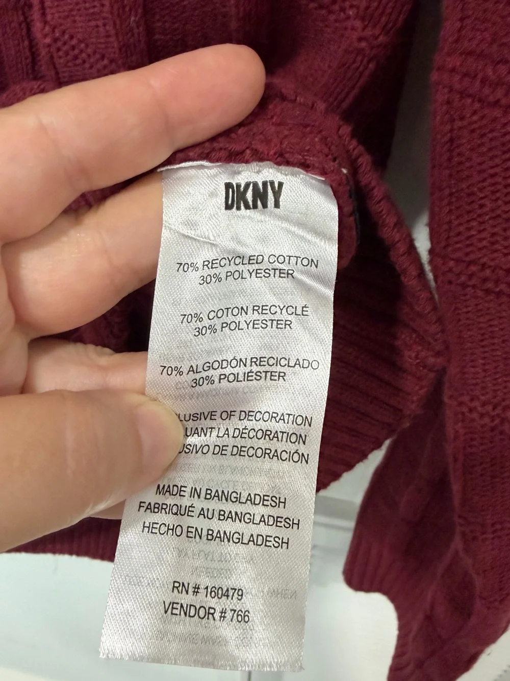 DKNY Men’s Crewneck Sweater in Burgundy